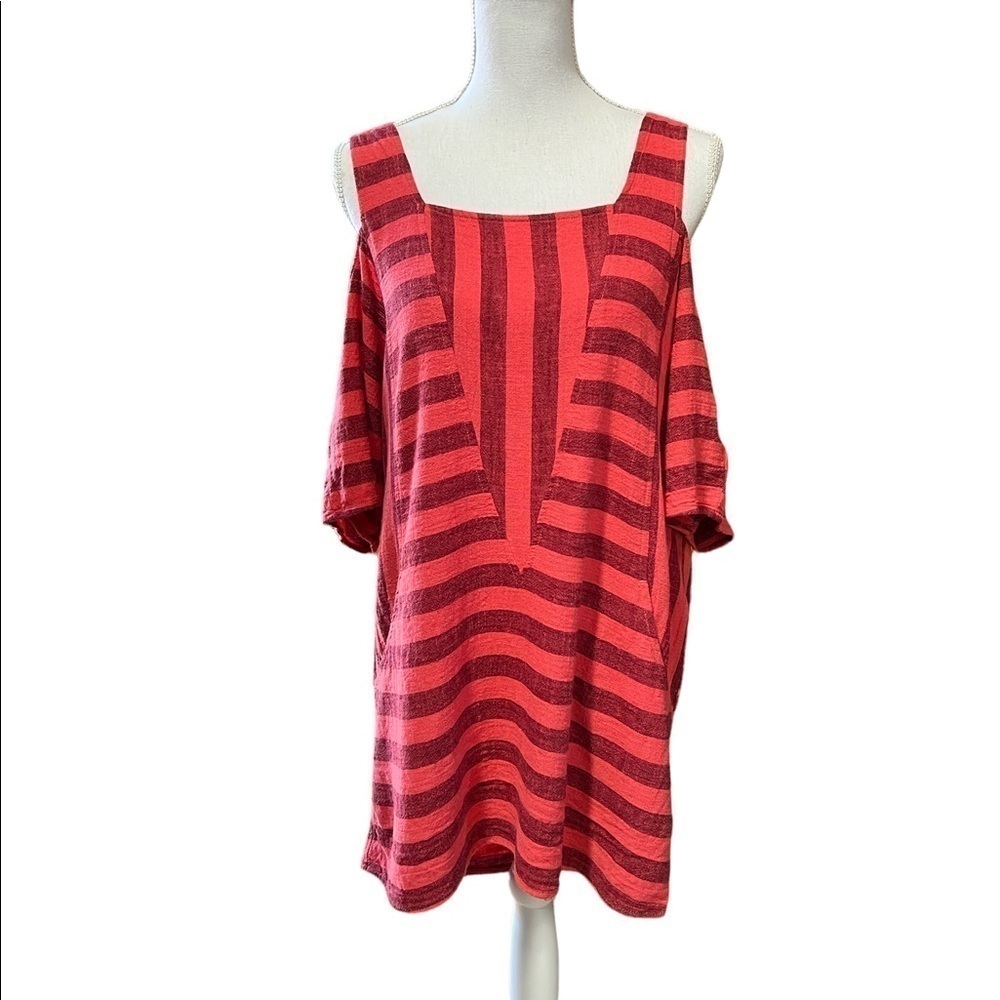 SOFT SURROUNDINGS SUNSET PARK TUNIC RED & ORANGE RED STRIPED SIZE MEDIUM